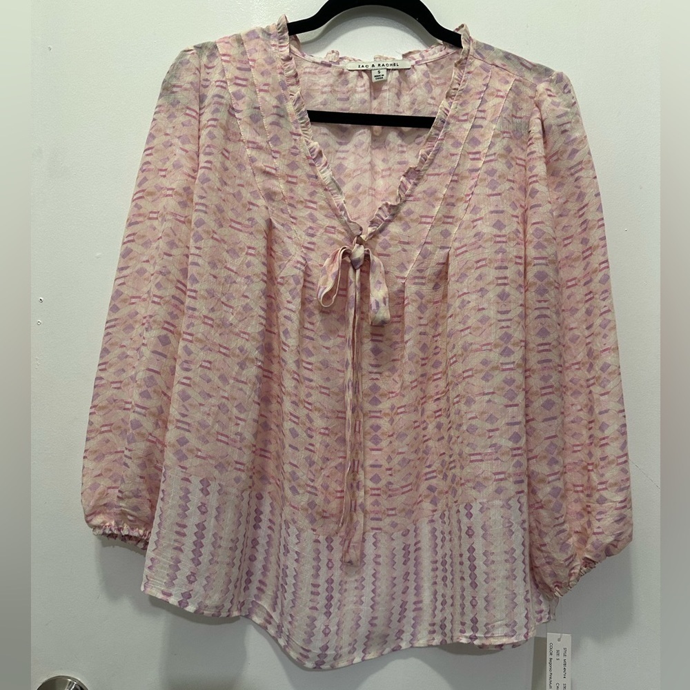 NEW! Zac & Rachel Bow Tie Blouse Top Sz S